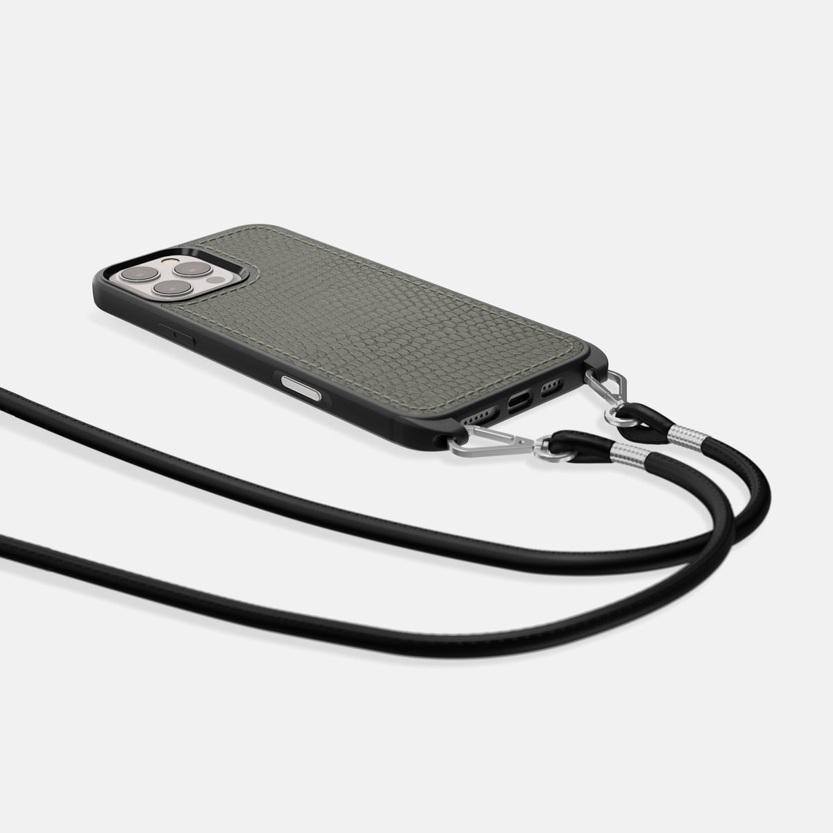 Grey iPhone 16 Pro Crossbody Sport Case Lizard -5 | Grey