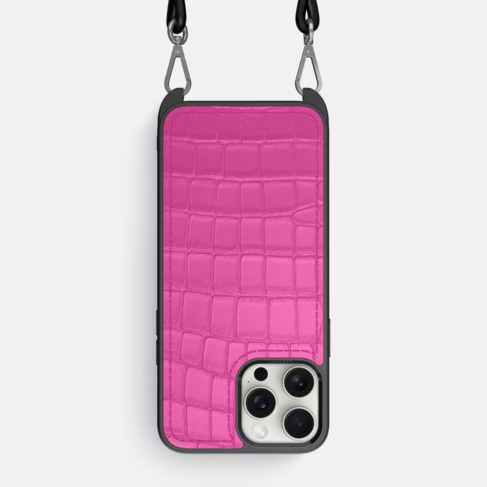 Fuchsia iPhone 16 Pro Max Crossbody Sport Alligator -1 | Fuchsia