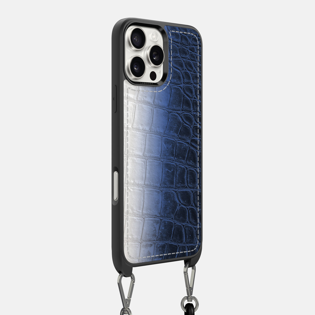 Navy Blue iPhone 16 Pro Max Crossbody Sport Case Himalayan Crocodile -2 | Navy-Blue