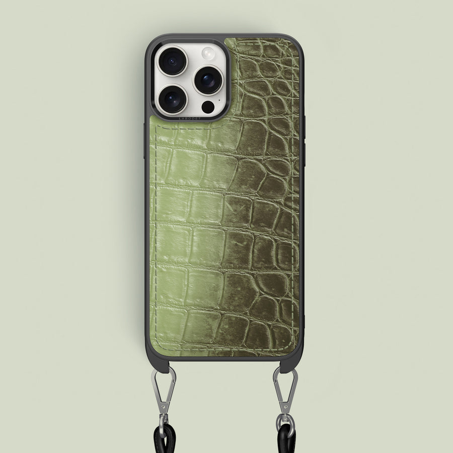 Crossbody Sport Case Celadon Green For iPhone 16 Pro Max In Himalayan Crocodile