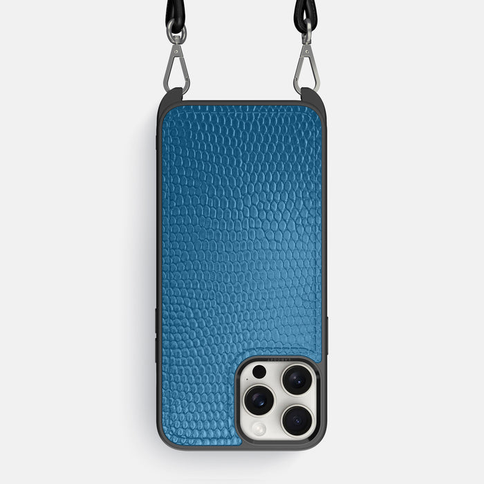 Blue iPhone 16 Pro Max Crossbody Sport Case Lizard -1 | Blue