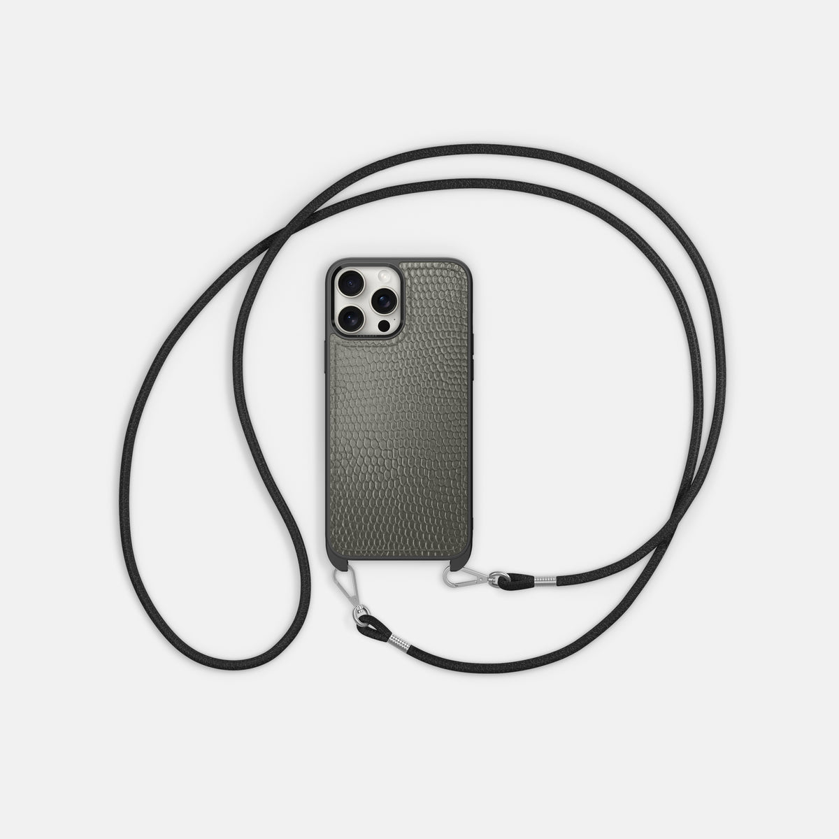 Grey iPhone 16 Pro Max Crossbody Sport Case Lizard -6 | Grey