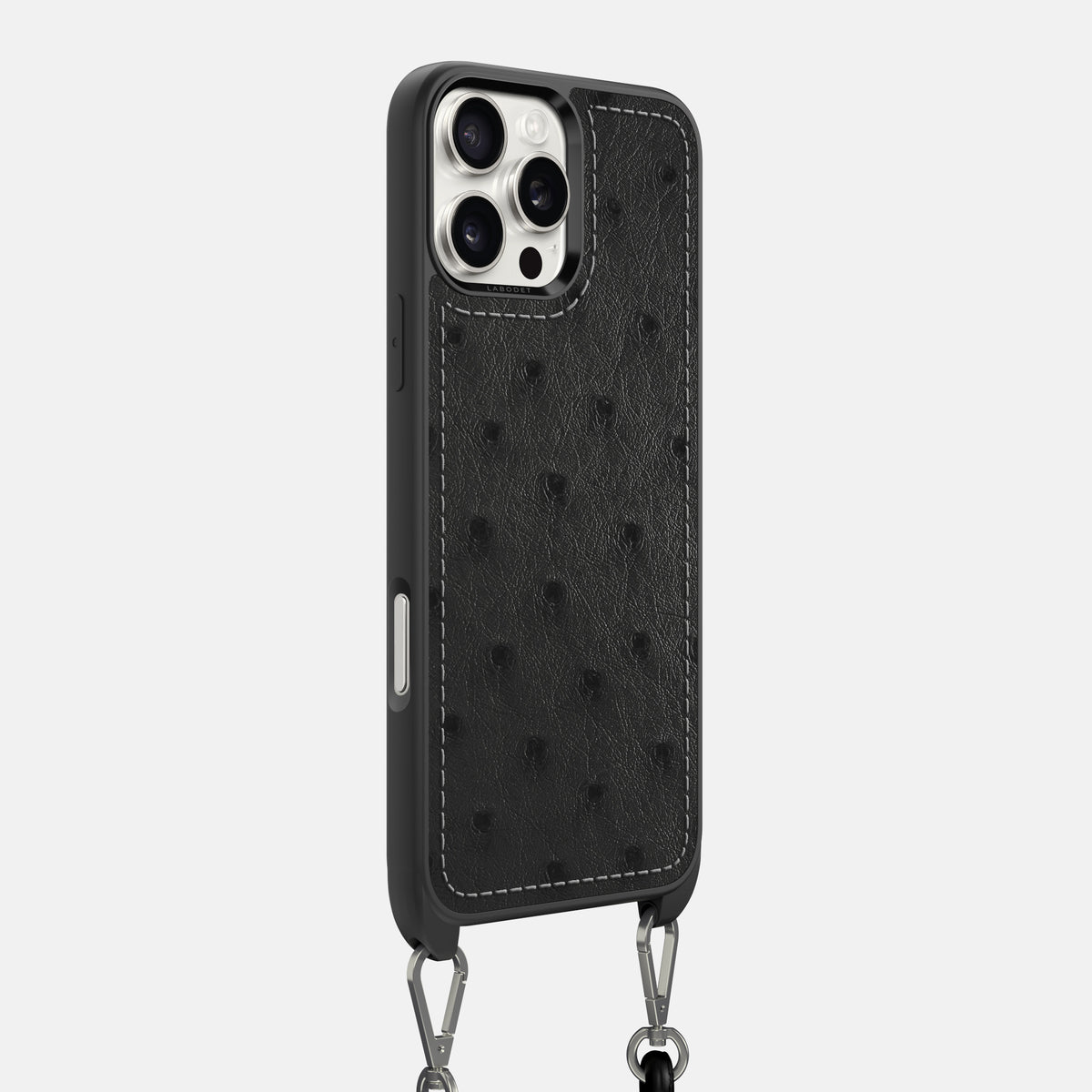 Black iPhone 16 Pro Max Crossbody Case Ostrich -2 | Black