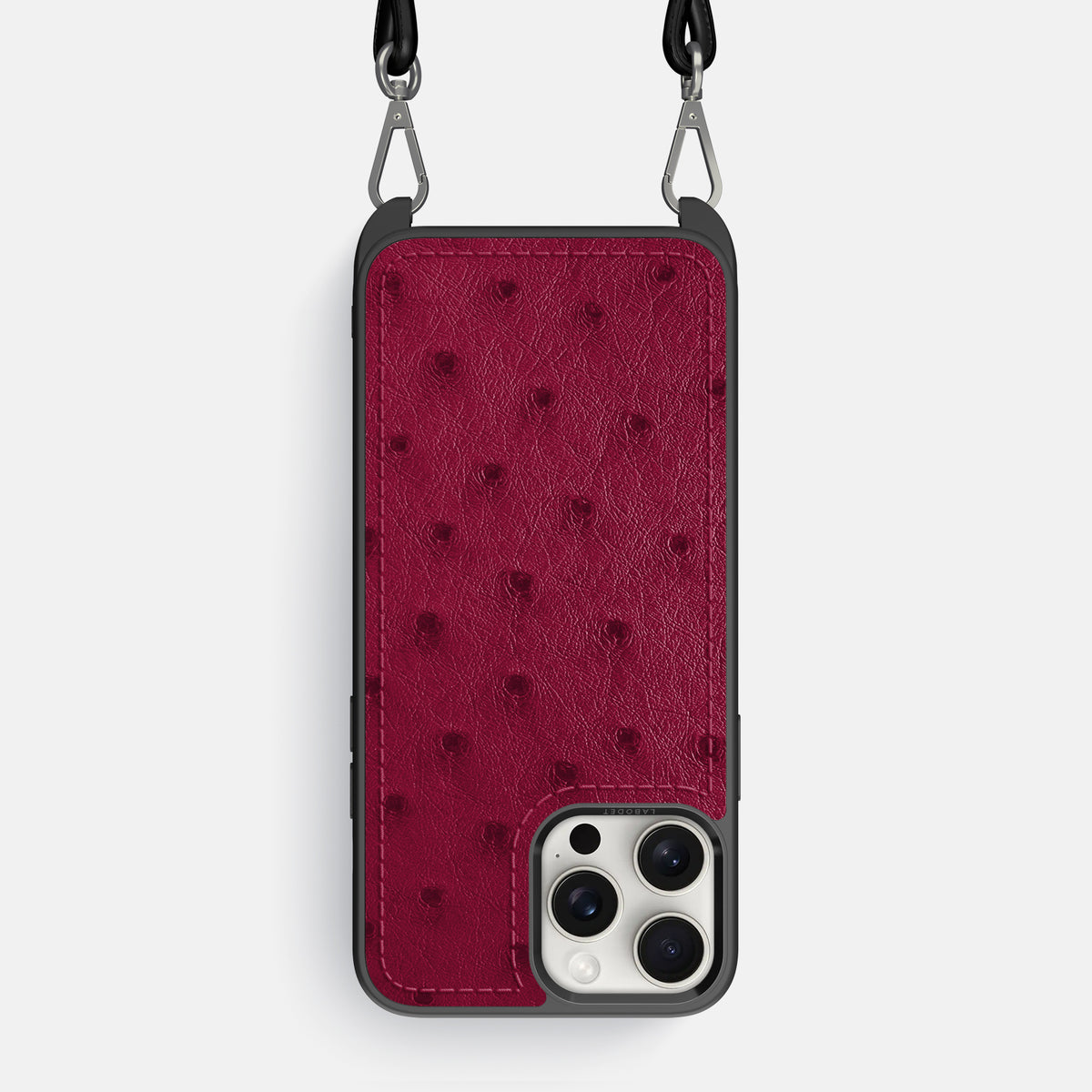 Bordeaux iPhone 16 Pro Max Crossbody Case Ostrich -1 | Bordeaux