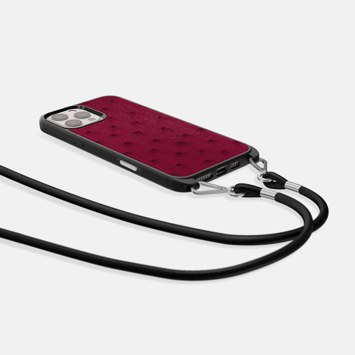 Bordeaux iPhone 16 Pro Max Crossbody Case Ostrich -5 | Bordeaux