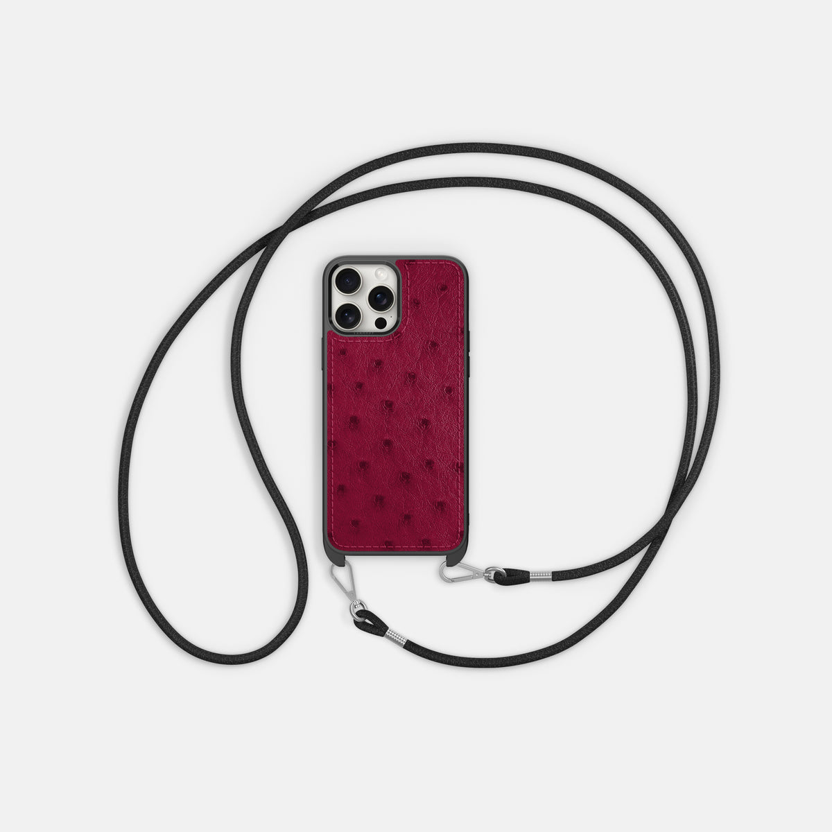 Bordeaux iPhone 16 Pro Max Crossbody Case Ostrich -6 | Bordeaux