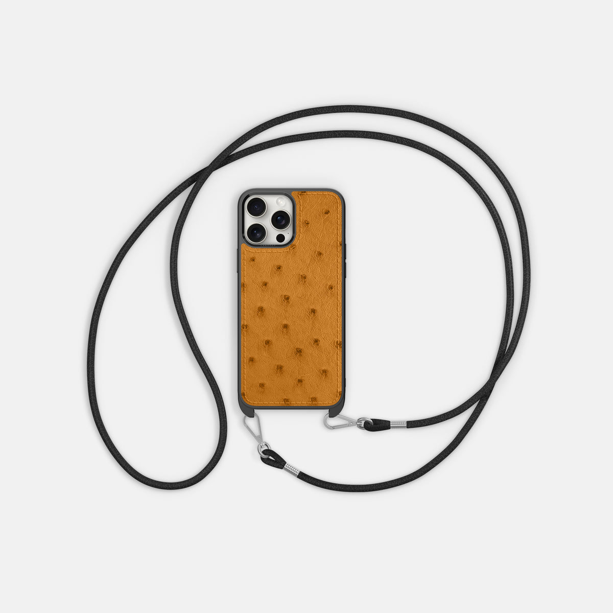 Chestnut iPhone 16 Pro Max Crossbody Case Ostrich -6 | Chestnut