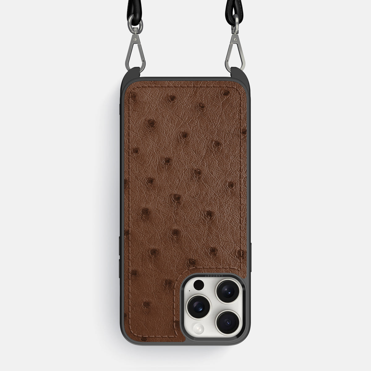 Chocolate iPhone 16 Pro Max Crossbody Case Ostrich -1 | Chocolate