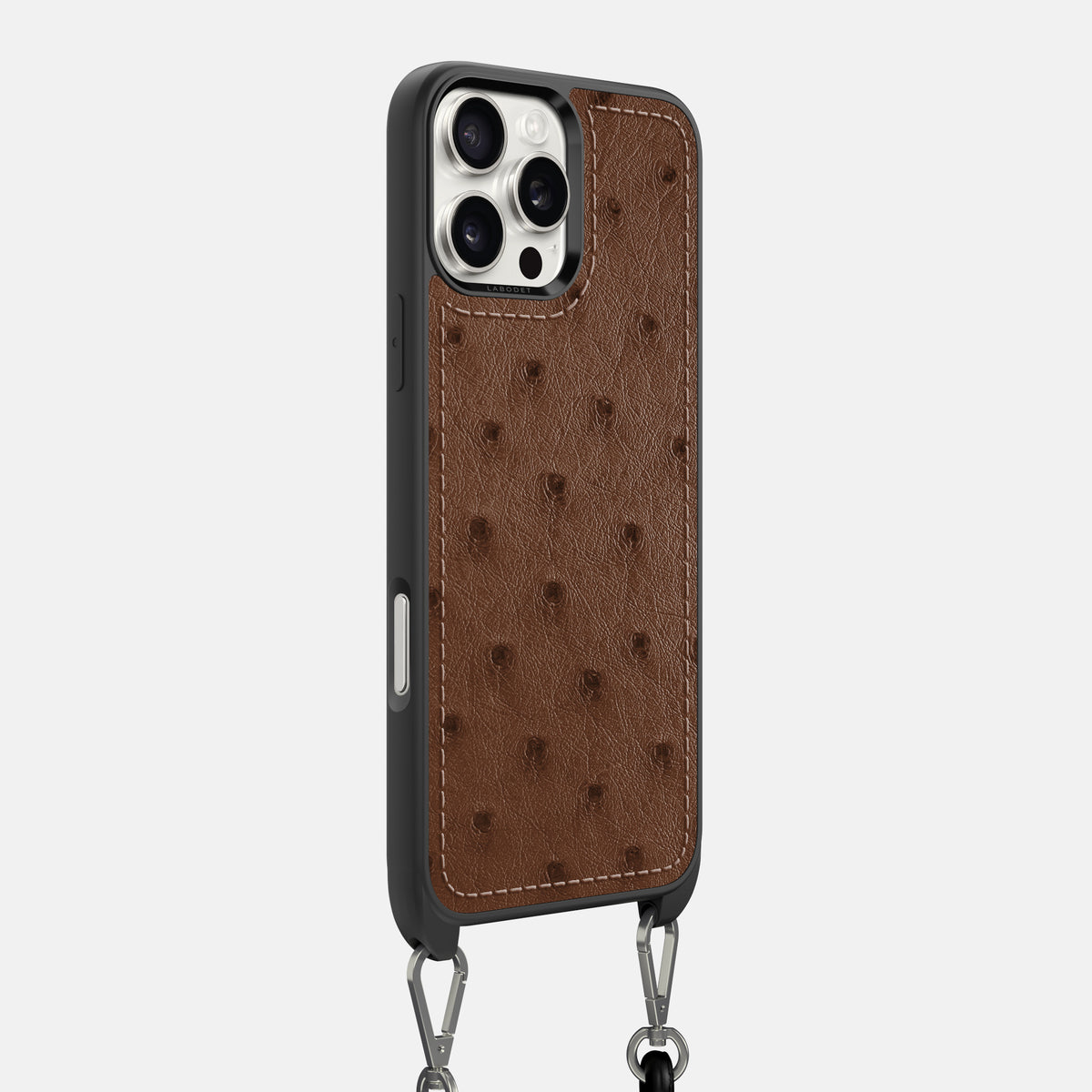 Chocolate iPhone 16 Pro Max Crossbody Case Ostrich -2 | Chocolate