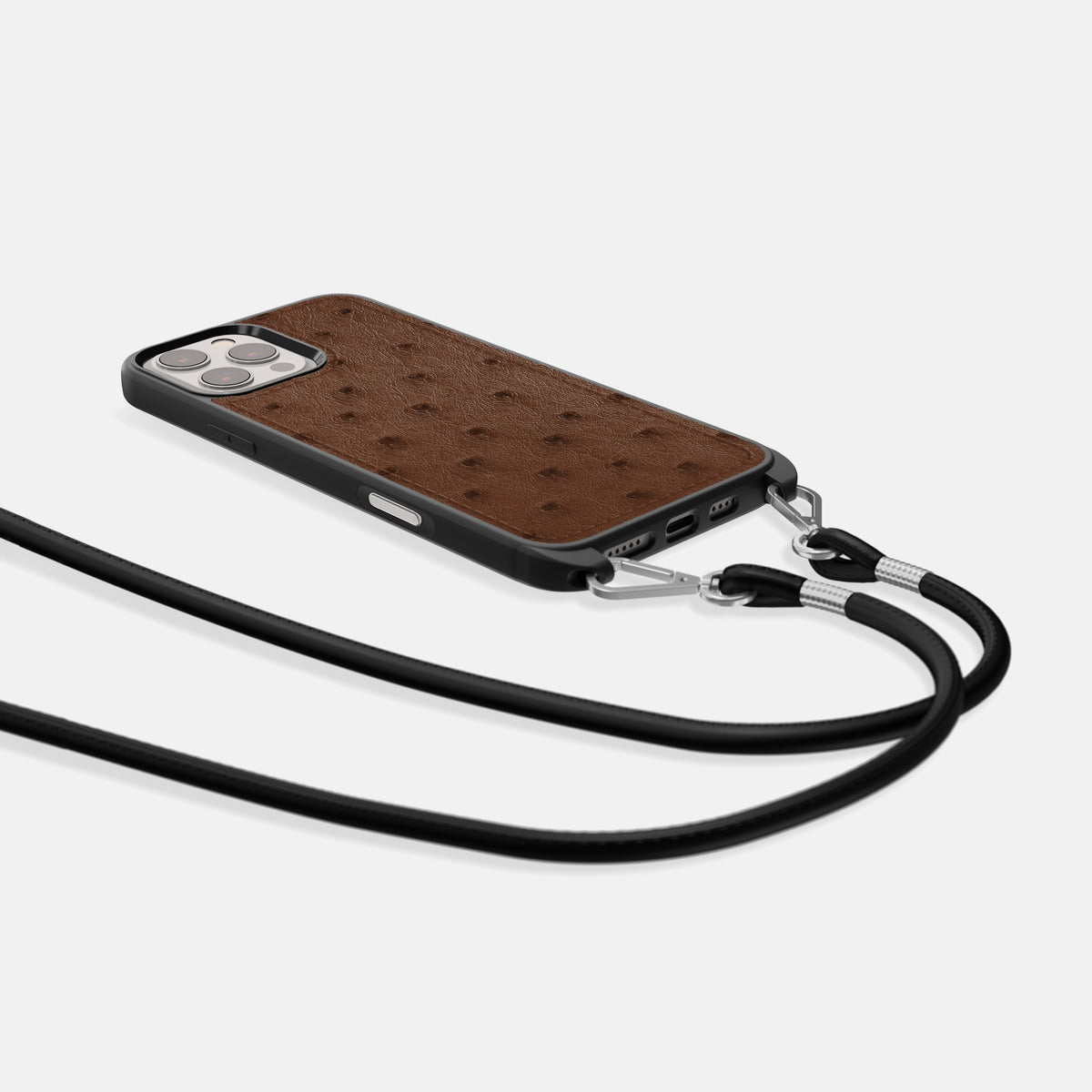 Chocolate iPhone 16 Pro Max Crossbody Case Ostrich -5 | Chocolate