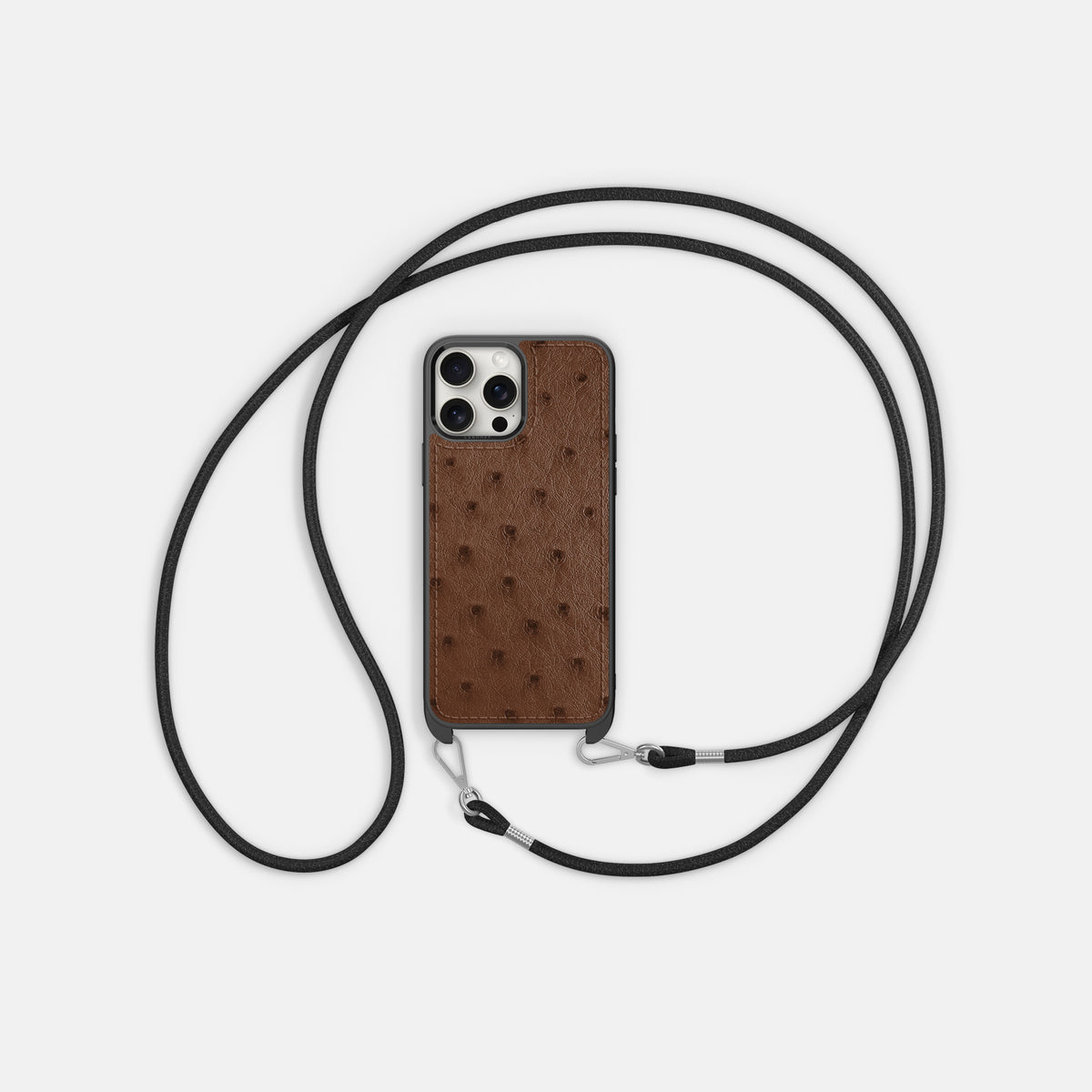 Chocolate iPhone 16 Pro Max Crossbody Case Ostrich -6 | Chocolate