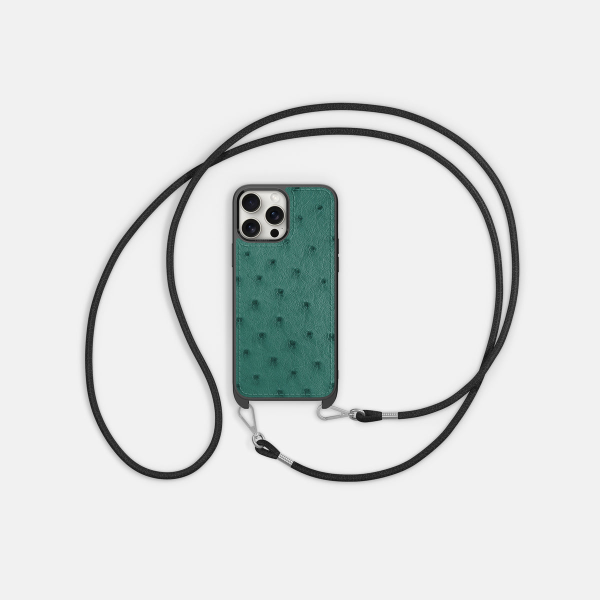 Forest-Green iPhone 16 Pro Max Crossbody Case Ostrich -6 | Forest-Green