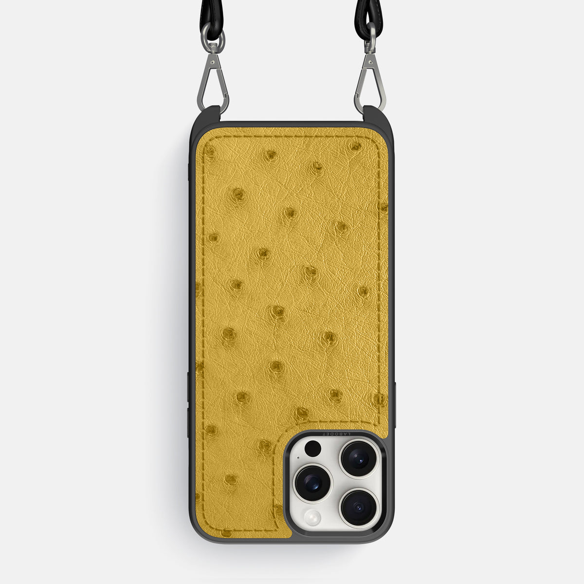 Gold iPhone 16 Pro Max Crossbody Case Ostrich -1 | Gold