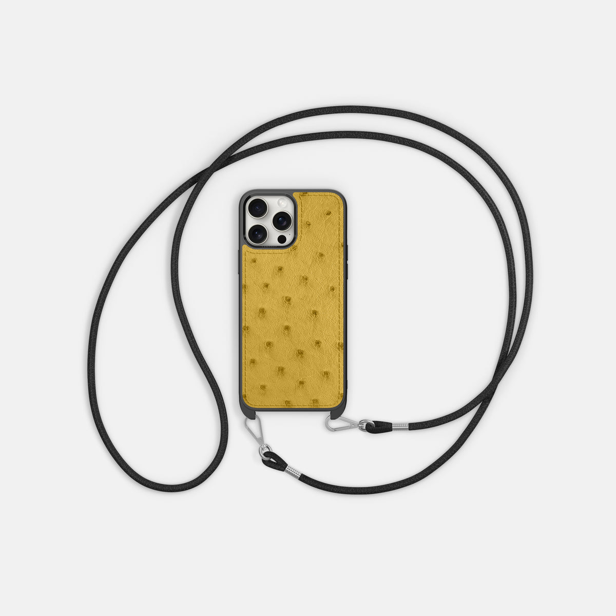Gold iPhone 16 Pro Max Crossbody Case Ostrich -6 | Gold