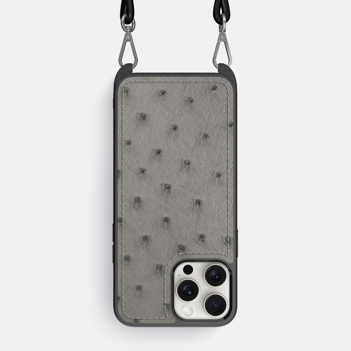 Grey iPhone 16 Pro Max Crossbody Case Ostrich -1 | Grey
