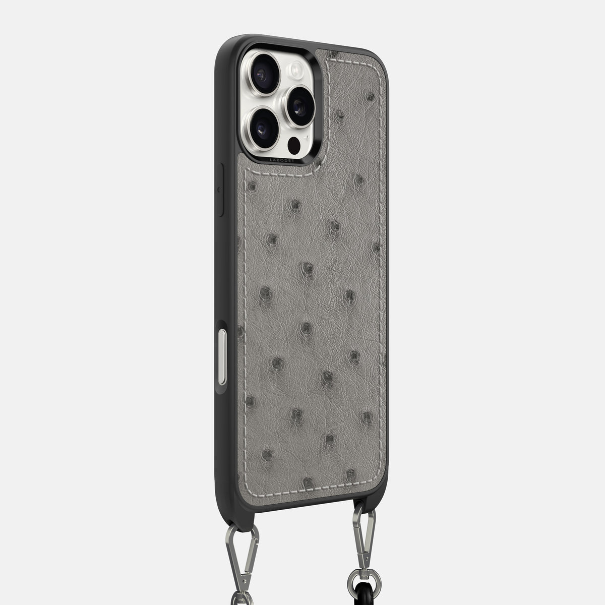 Grey iPhone 16 Pro Max Crossbody Case Ostrich -2 | Grey