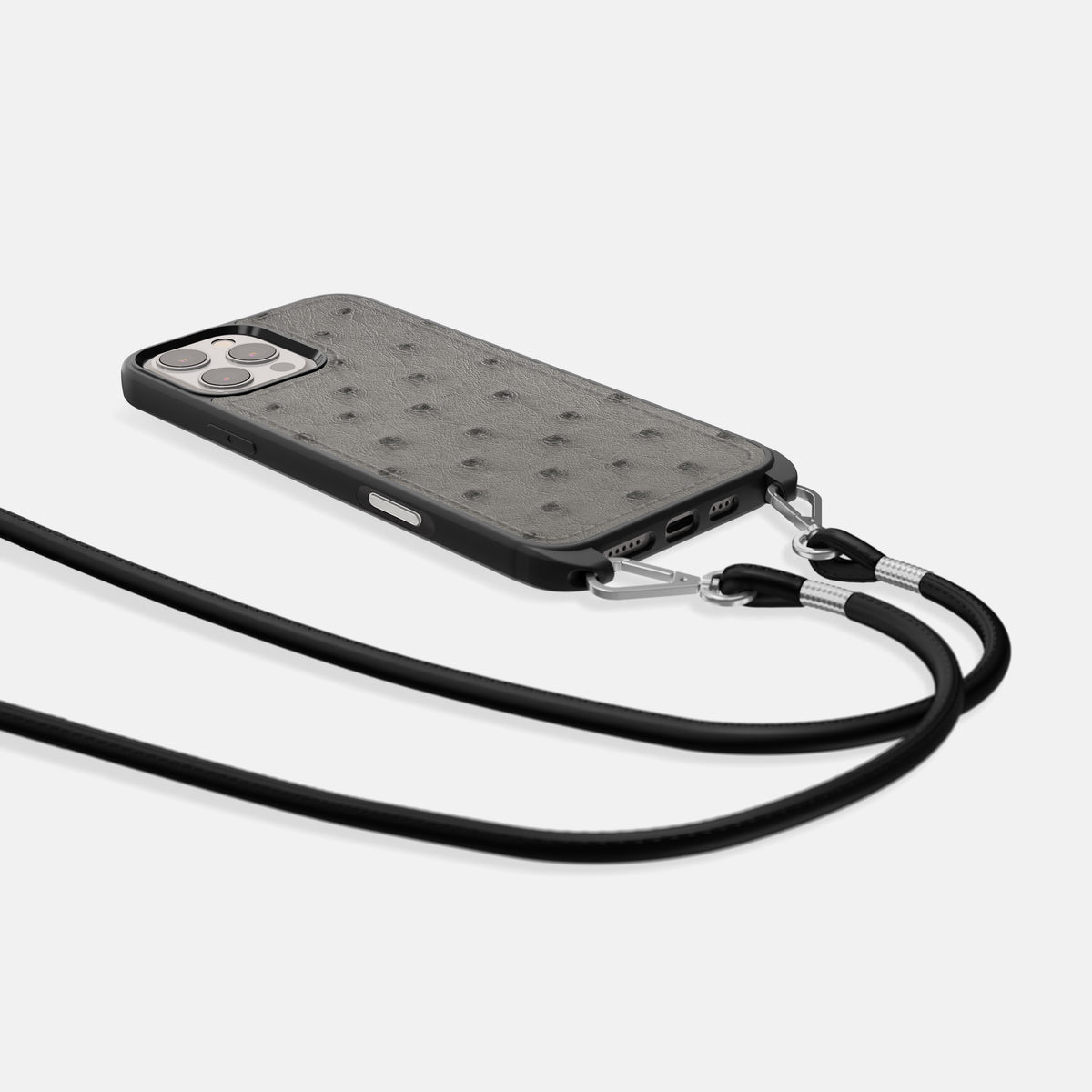 Grey iPhone 16 Pro Max Crossbody Case Ostrich -5 | Grey