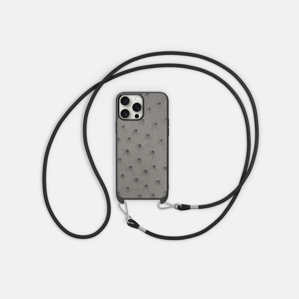 Grey iPhone 16 Pro Max Crossbody Case Ostrich -6 | Grey