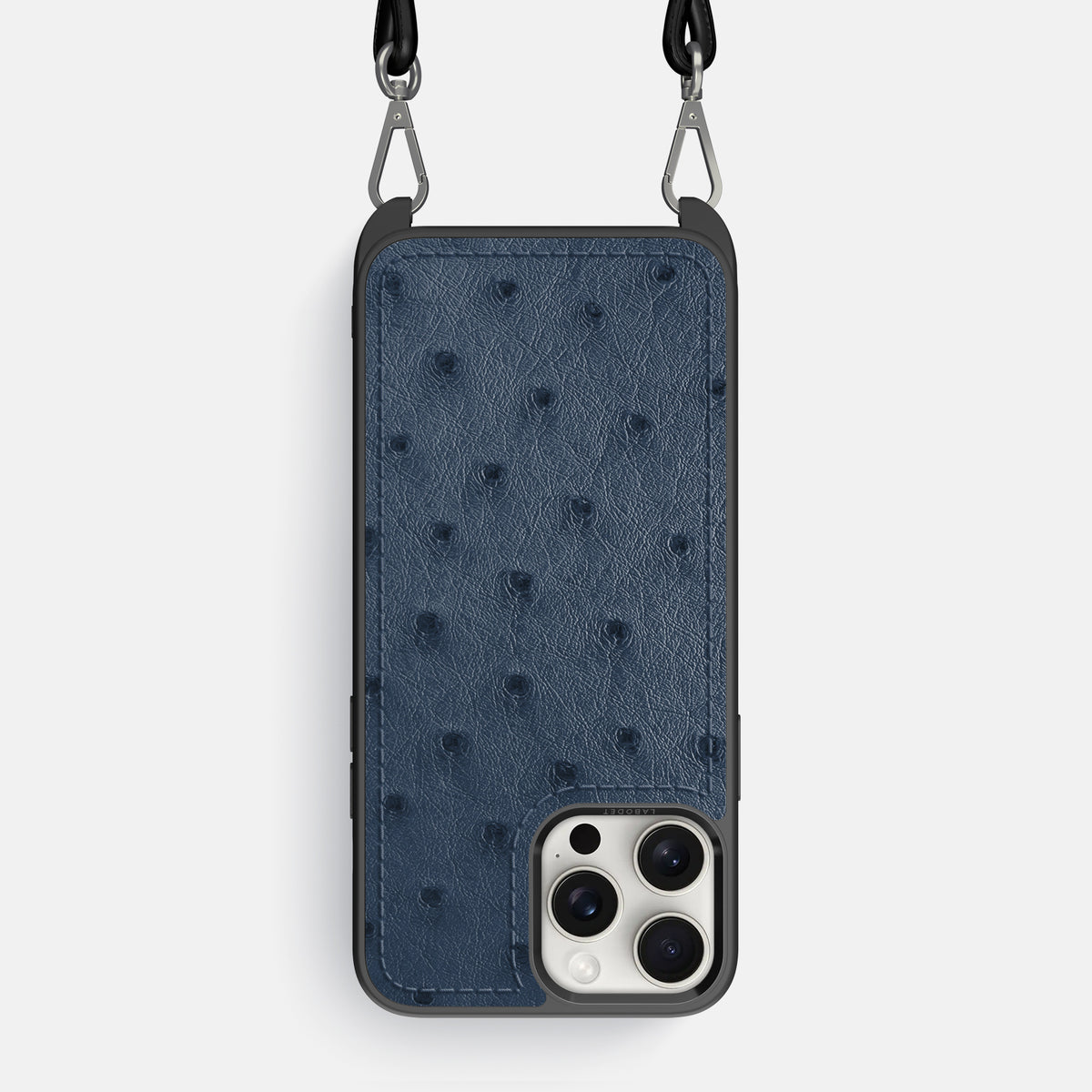 Navy-Blue iPhone 16 Pro Max Crossbody Case Ostrich -1 | Navy-Blue