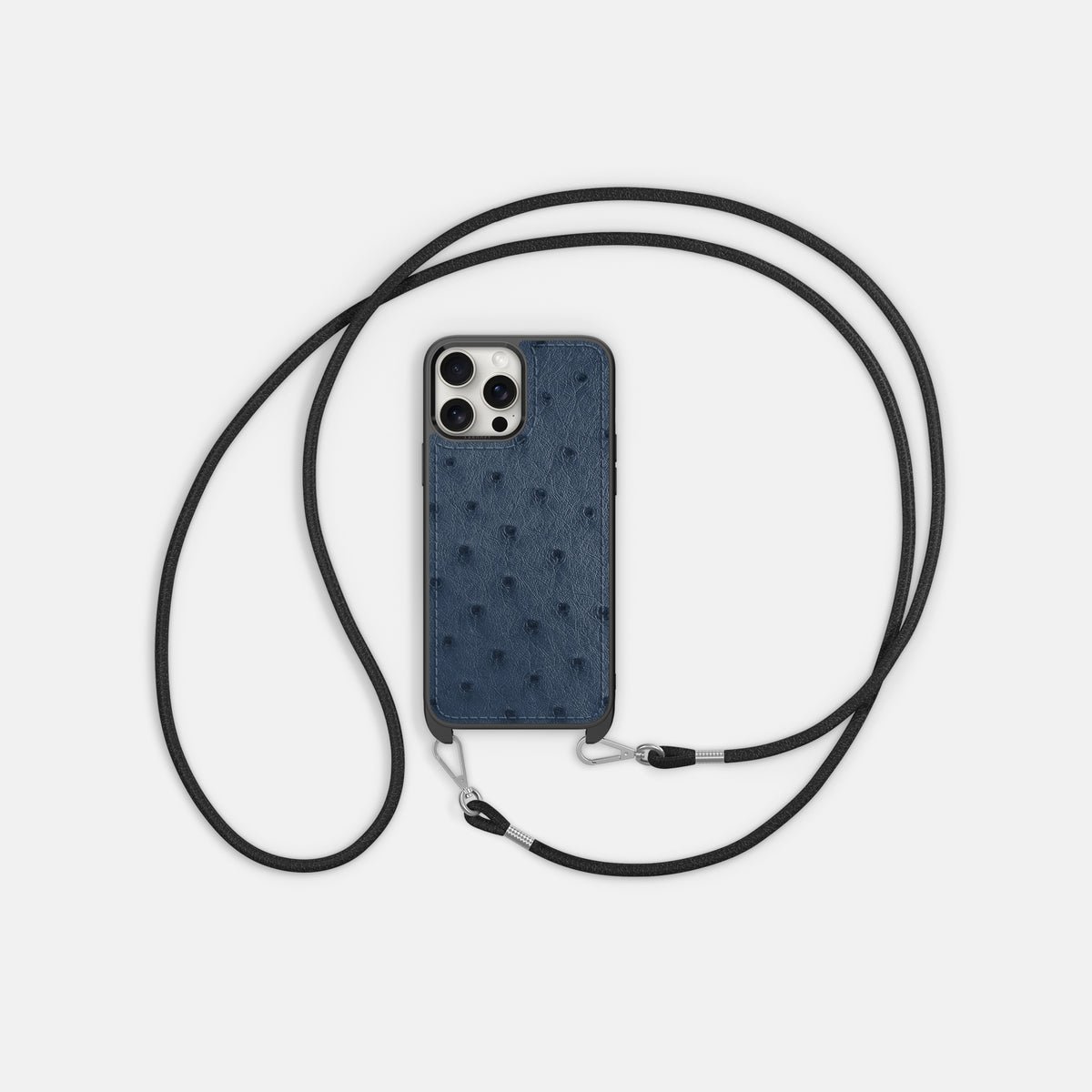 Navy-Blue iPhone 16 Pro Max Crossbody Case Ostrich -6 | Navy-Blue