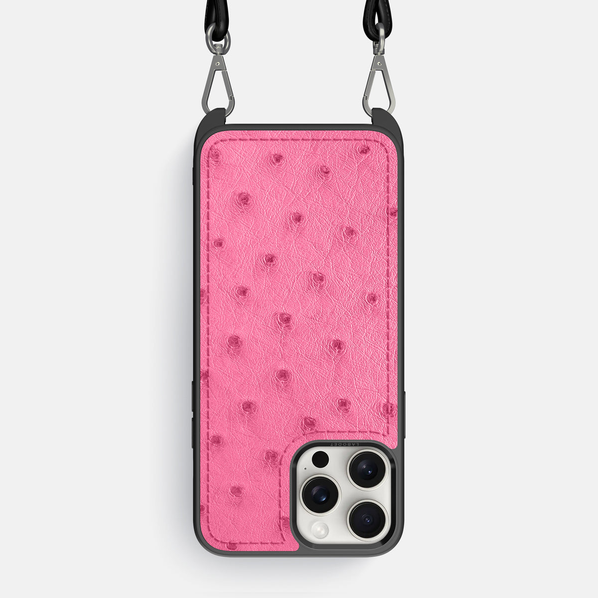 Pink iPhone 16 Pro Max Crossbody Case Ostrich -1 | Pink