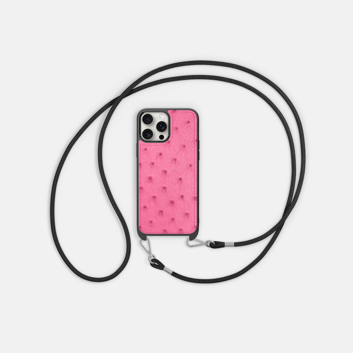 Pink iPhone 16 Pro Max Crossbody Case Ostrich -6 | Pink