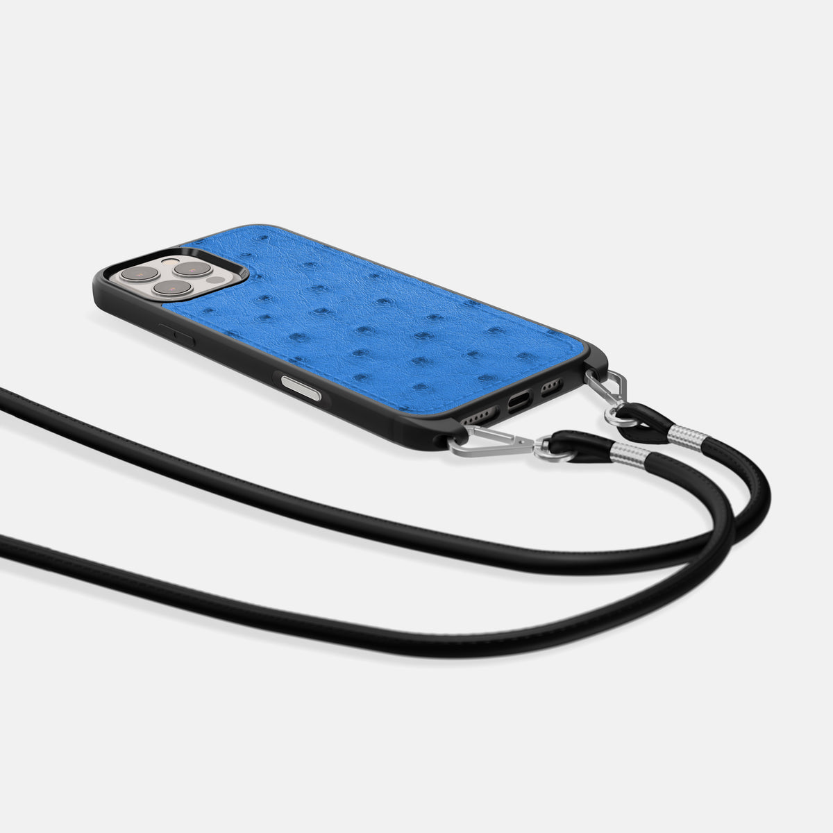Royal-Blue iPhone 16 Pro Max Crossbody Case Ostrich -5 | Royal-Blue