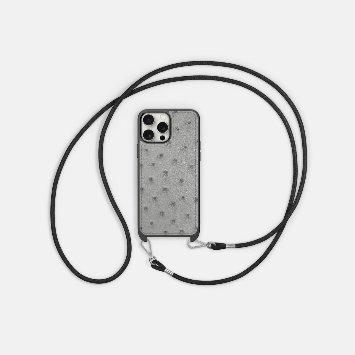 Silver iPhone 16 Pro Max Crossbody Case Ostrich -6 | Silver