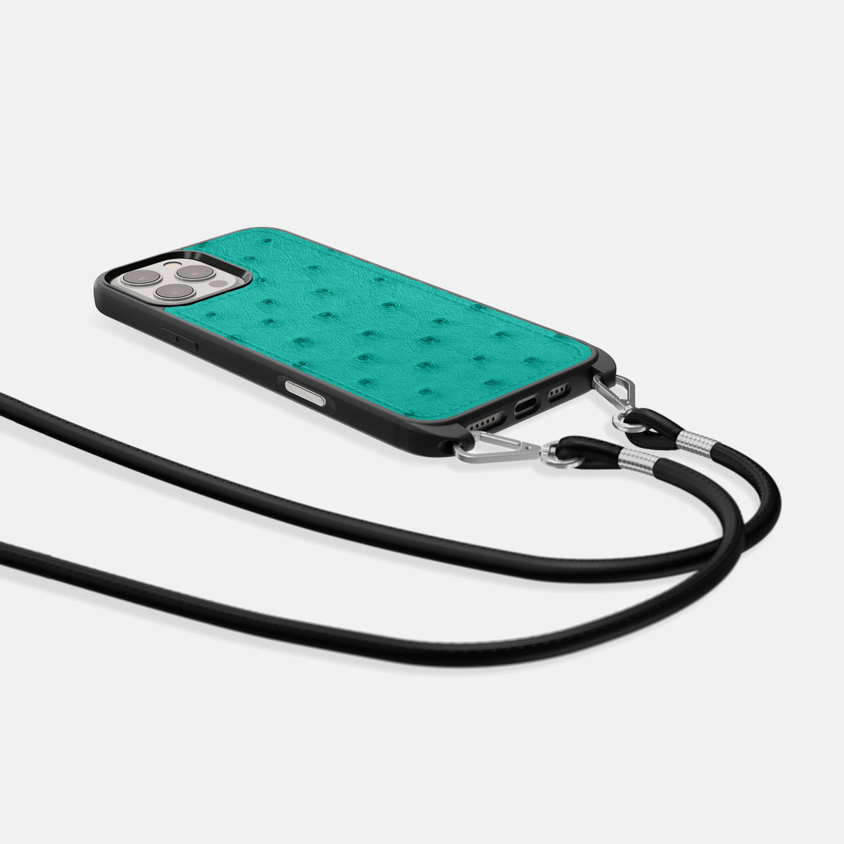 Turquoise iPhone 16 Pro Max Crossbody Case Ostrich -5 | Turquoise