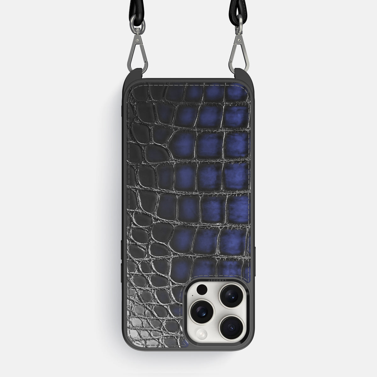 Havana-Blue iPhone 16 Pro Max Crossbody Sport Case Patina Alligator -1 | Havana-Blue