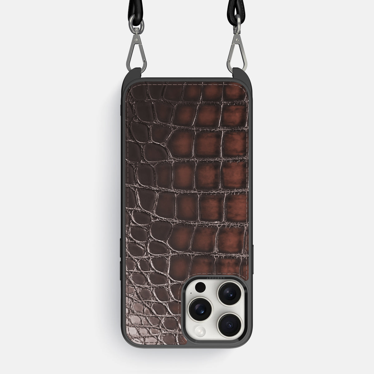 Havana-Brown iPhone 16 Pro Max Crossbody Sport Case Patina Alligator -1 | Havana-Brown