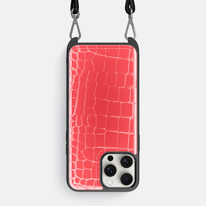Papaya iPhone 16 Pro Max Crossbody Sport Case Shiny Alligator -1 | Papaya