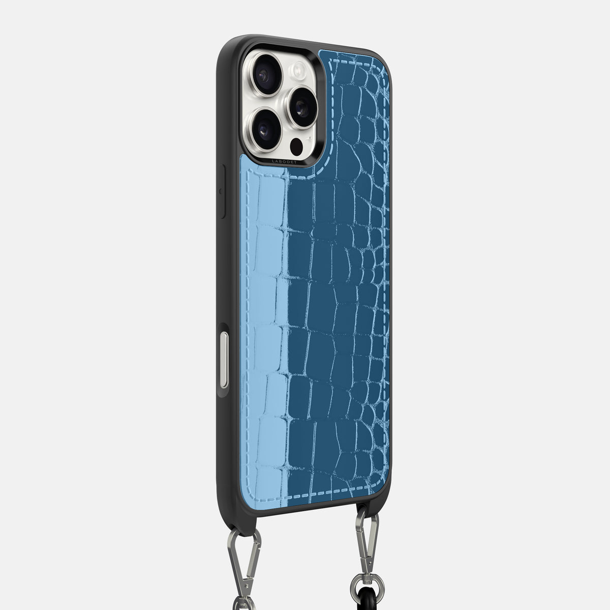 Blue iPhone 16 Pro Max Crossbody Sport Case Shiny Alligator -2 | Blue