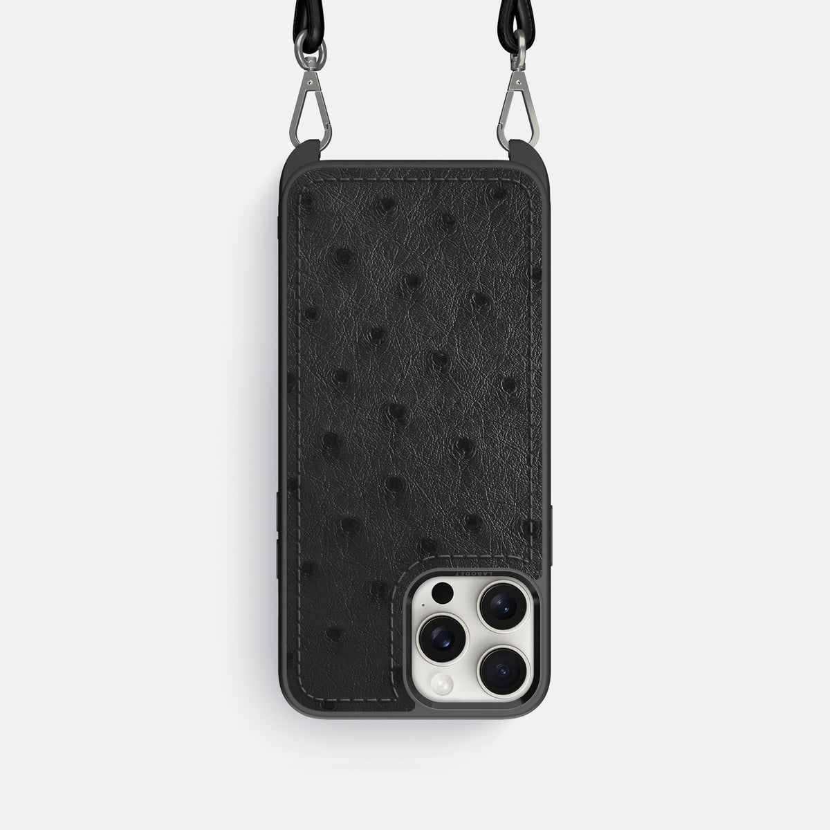 Black iPhone 16 Pro Crossbody Case Ostrich -1 | Black