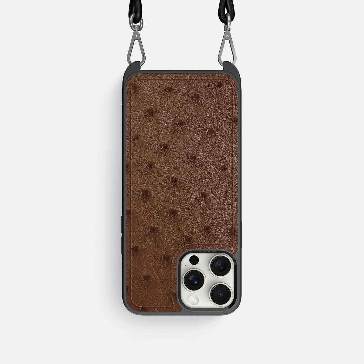 Chocolate iPhone 16 Pro Crossbody Case Ostrich -1 | Chocolate