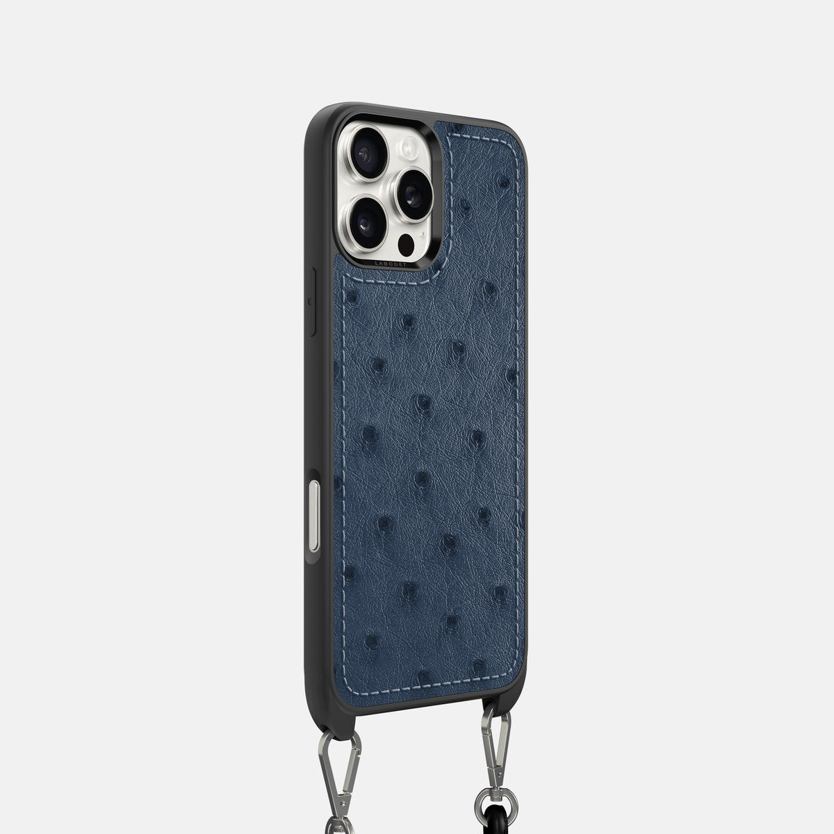 Navy-Blue iPhone 16 Pro Crossbody Case Ostrich -2 | Navy-Blue