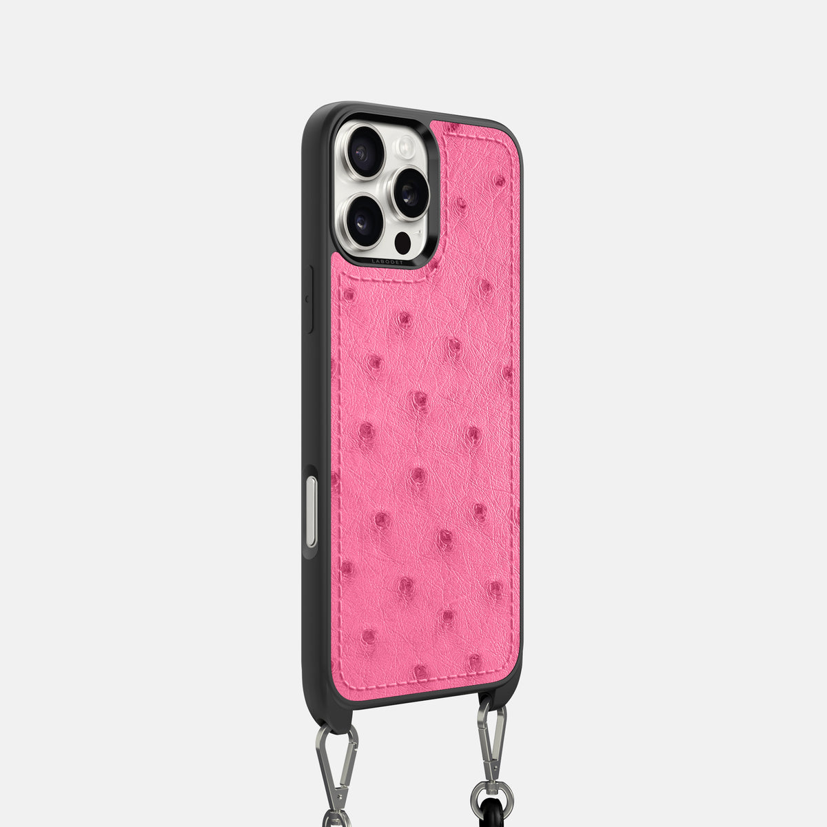Pink iPhone 16 Pro Crossbody Case Ostrich -2 | Pink