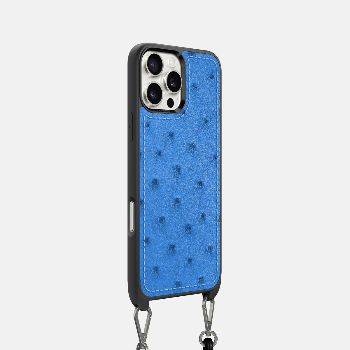 Royal-Blue iPhone 16 Pro Crossbody Case Ostrich -2 | Royal-Blue