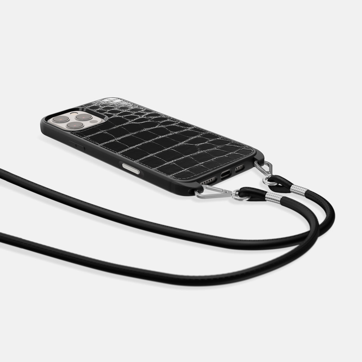 Havana-Black iPhone 16 Pro Crossbody Sport Case Patina Alligator -5 | Havana-Black