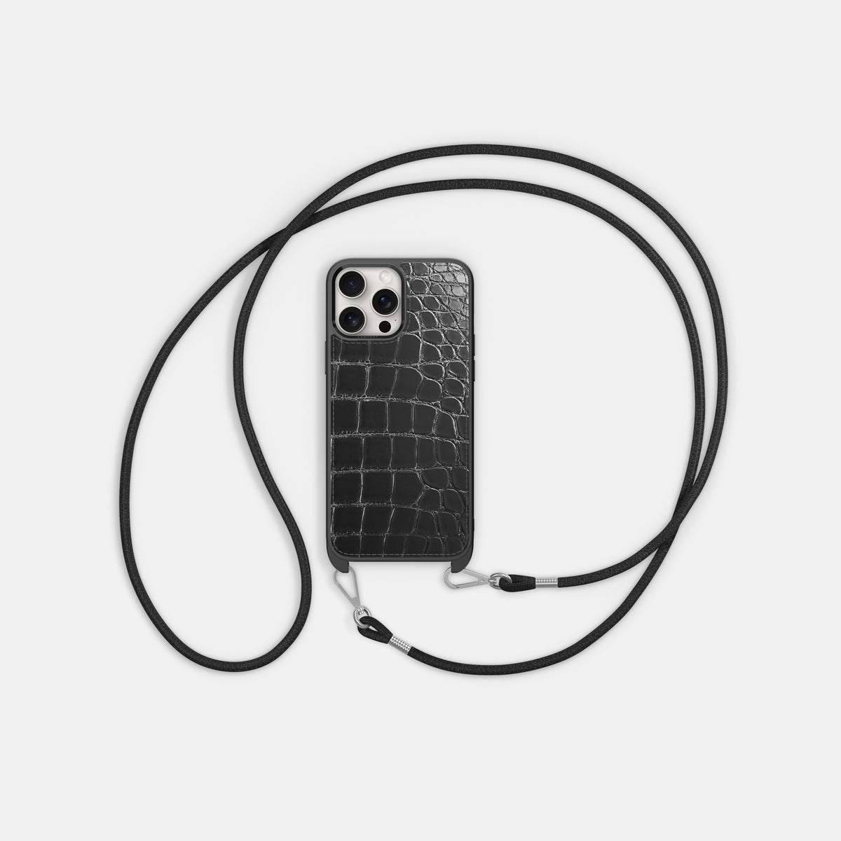Havana-Black iPhone 16 Pro Crossbody Sport Case Patina Alligator -6 | Havana-Black