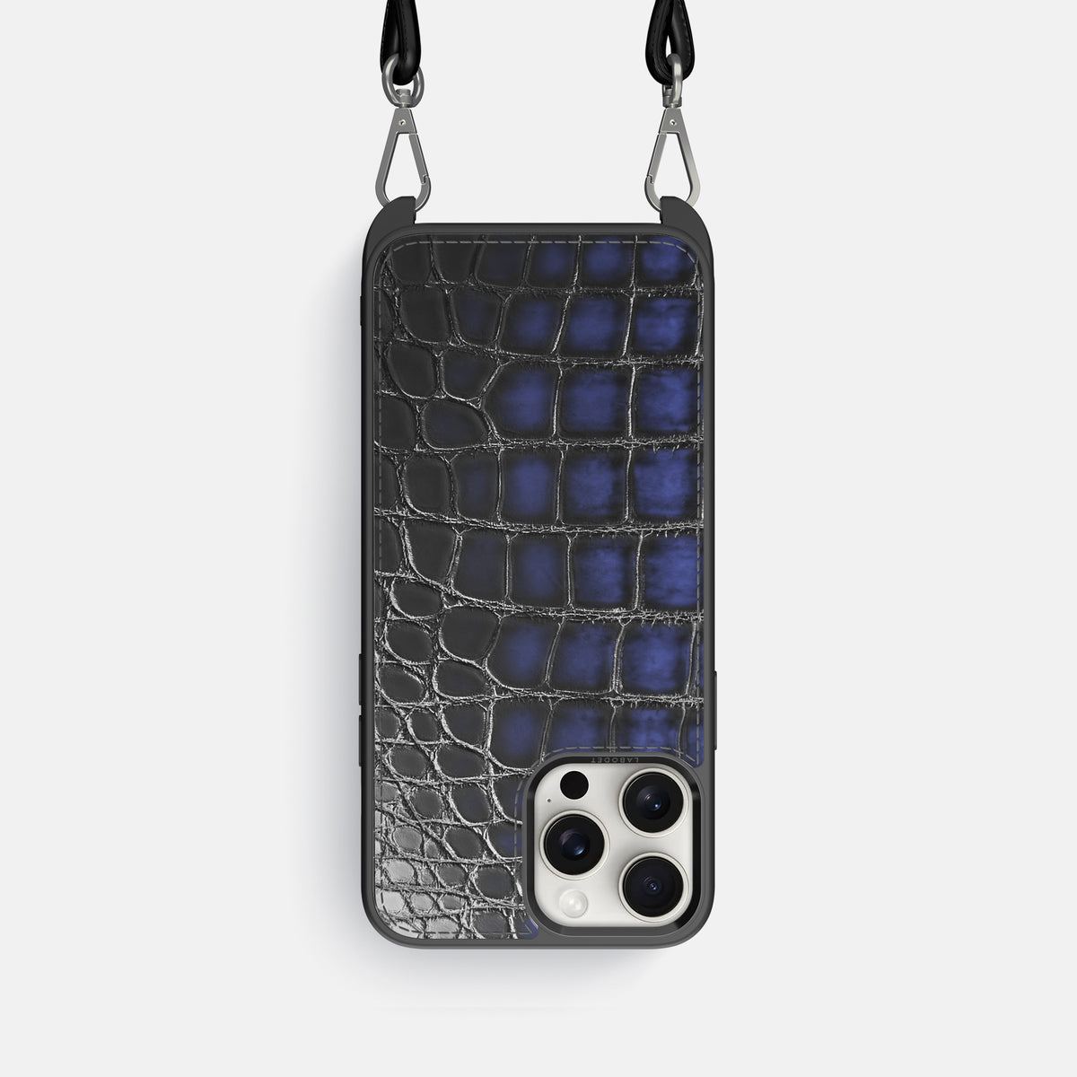 Havana-Blue iPhone 16 Pro Crossbody Sport Case Patina Alligator -1 | Havana-Blue