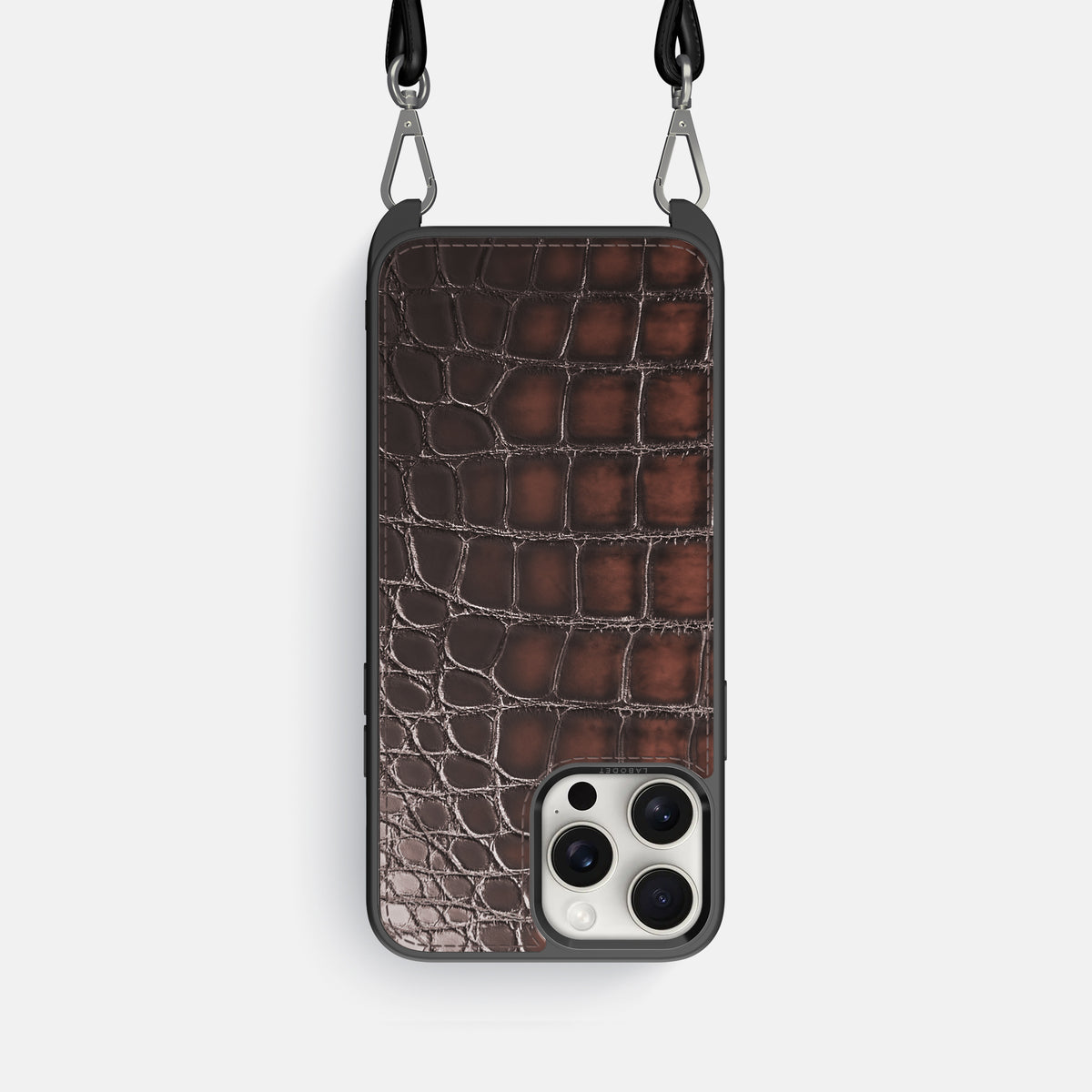 Havana-Brown iPhone 16 Pro Crossbody Sport Case Patina Alligator -1 | Havana-Brown