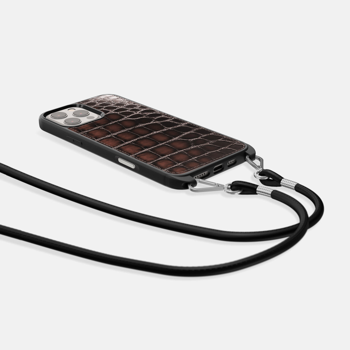Havana-Brown iPhone 16 Pro Crossbody Sport Case Patina Alligator -5 | Havana-Brown