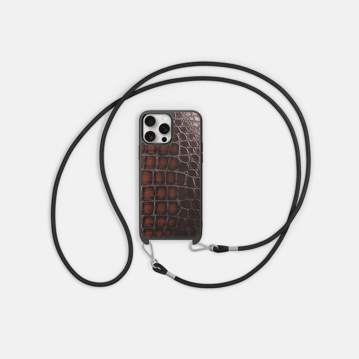 Havana-Brown iPhone 16 Pro Crossbody Sport Case Patina Alligator -6 | Havana-Brown