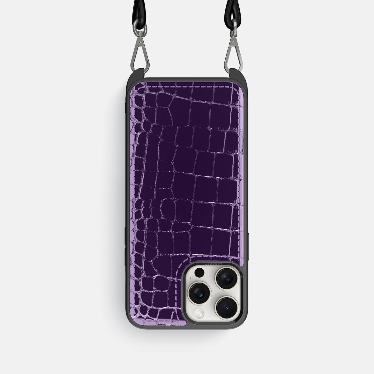 Purple iPhone 16 Pro Crossbody Sport Case Shiny Alligator -1 | Purple