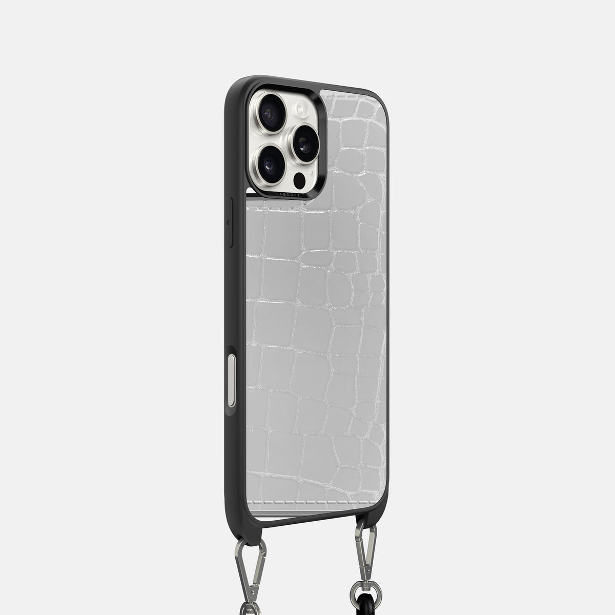 White iPhone 16 Pro Crossbody Sport Case Shiny Alligator -2 | White