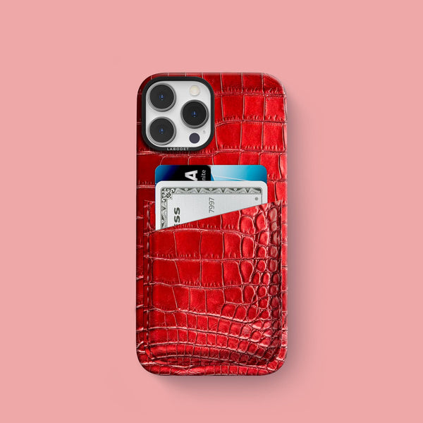 Double Card Case 1/1 Disco Red For iPhone 15 Pro In Alligator