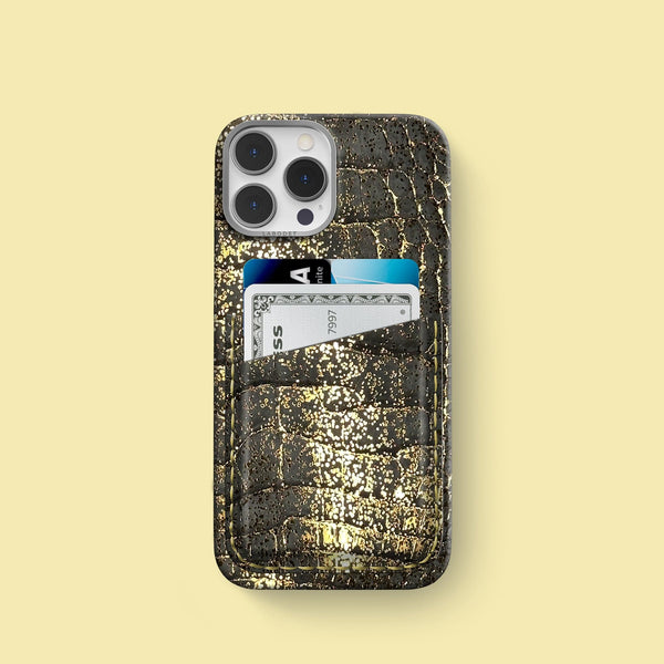 iPhone 15 Pro Double Card Case 1/1 Champagne Bubble Alligator