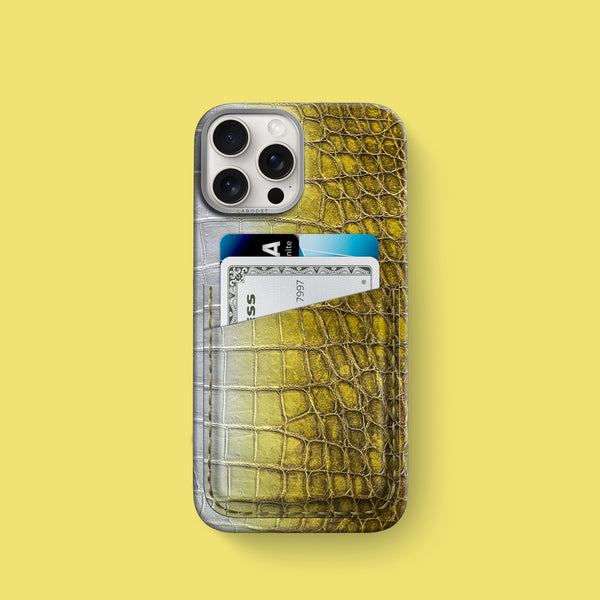 Double Card Case 1/1 Lemon For iPhone 16 Pro In Himalayan Crocodile