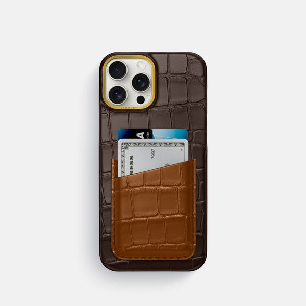 Double Card Case Coloré For iPhone 16 Pro In Alligator